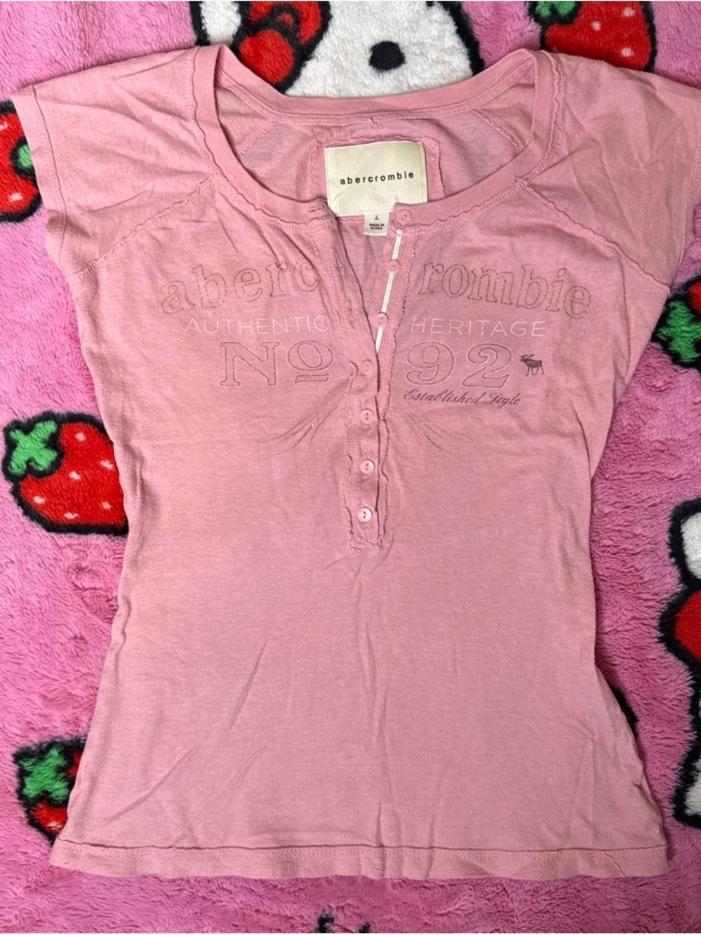 Vintage Y2K Abercrombie Pink Henley Top